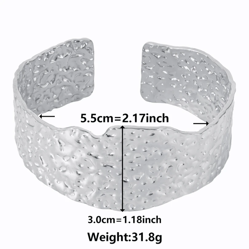 1/2 Stuks Roestvrijstalen Vrouwen Onregelmatige Getextureerde Open Manchet Armband Bamboe Bladeren Oor Van Tarwe Gehamerd Dikke Mannen Armband Sieraden