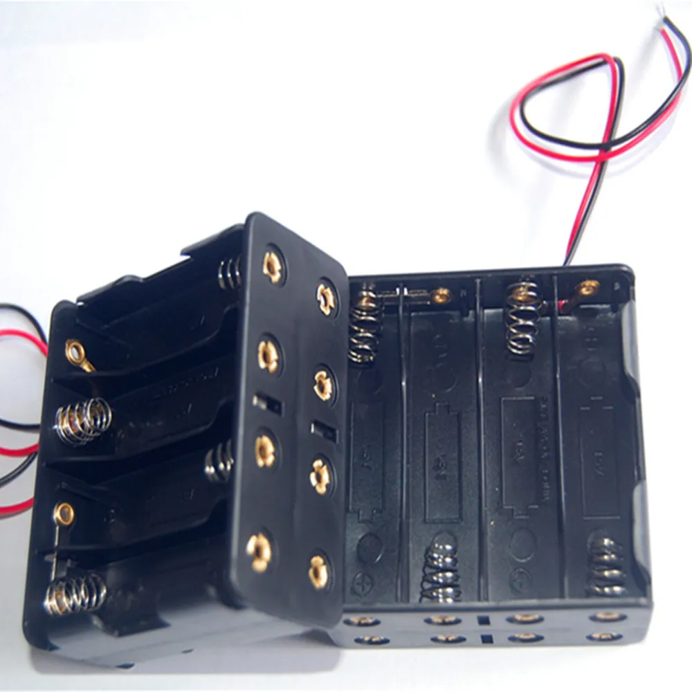 8 Slots AA Battery Case AA Battery Box DIY 12V AA Battery Clip Battery Holder With 150mm Leads Wire