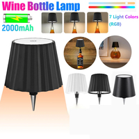 Wine Bottle LED Wireless Table Lamp 2000mAh 7 Colors Dimmable RGB USB Rechargeable Dining Table Lights Beverage Lamp Top touch