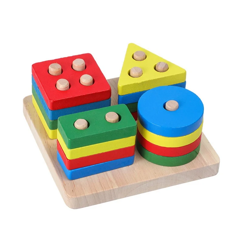 Wooden Puzzle Toy for Kids Baby Early Education Learning Music Math Montessori Wood Knob Puzzle Peg Board Geometric Shape Match