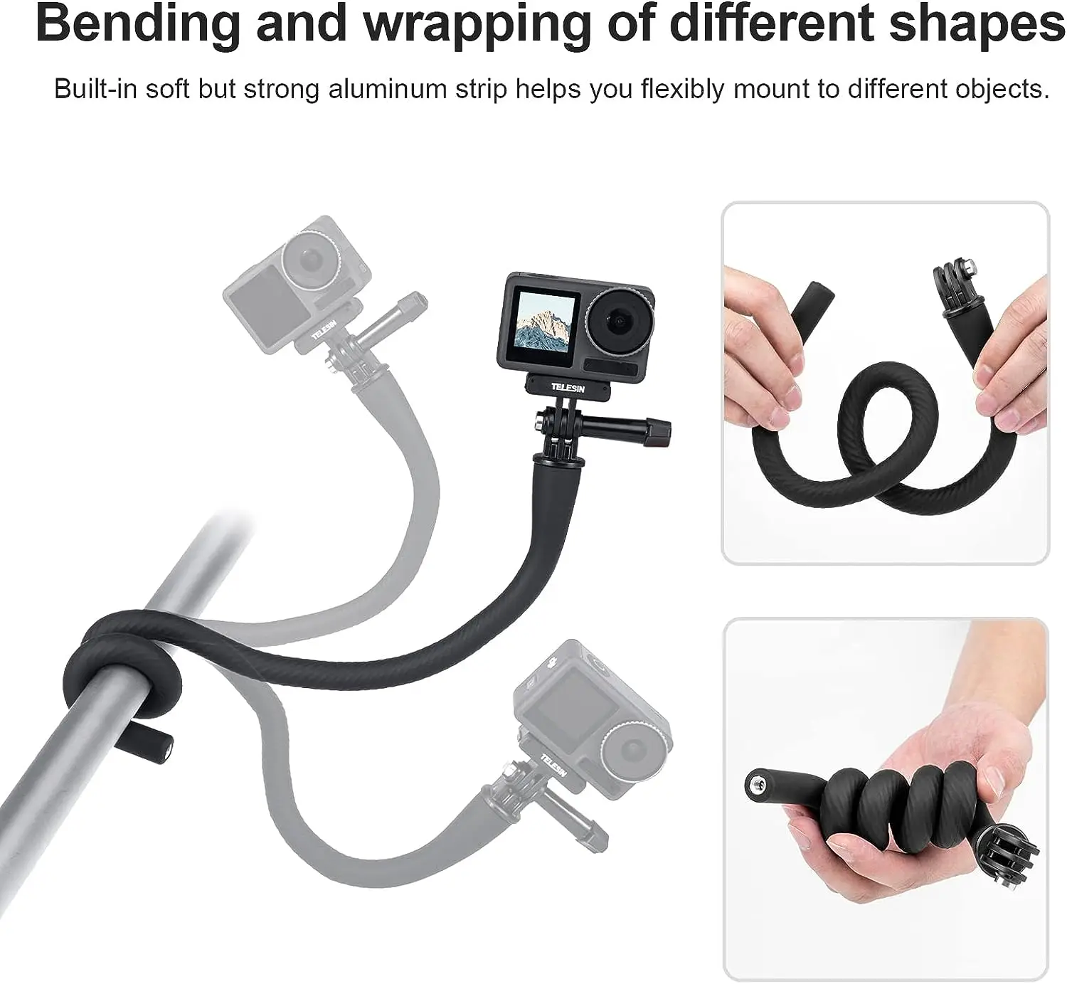 REYGEAK Monkey Tail Mount Flexible Mount for GoPro Hero 11/10/9 Insta360 X3 Phones, Camera iPhone Android Tripod Stand