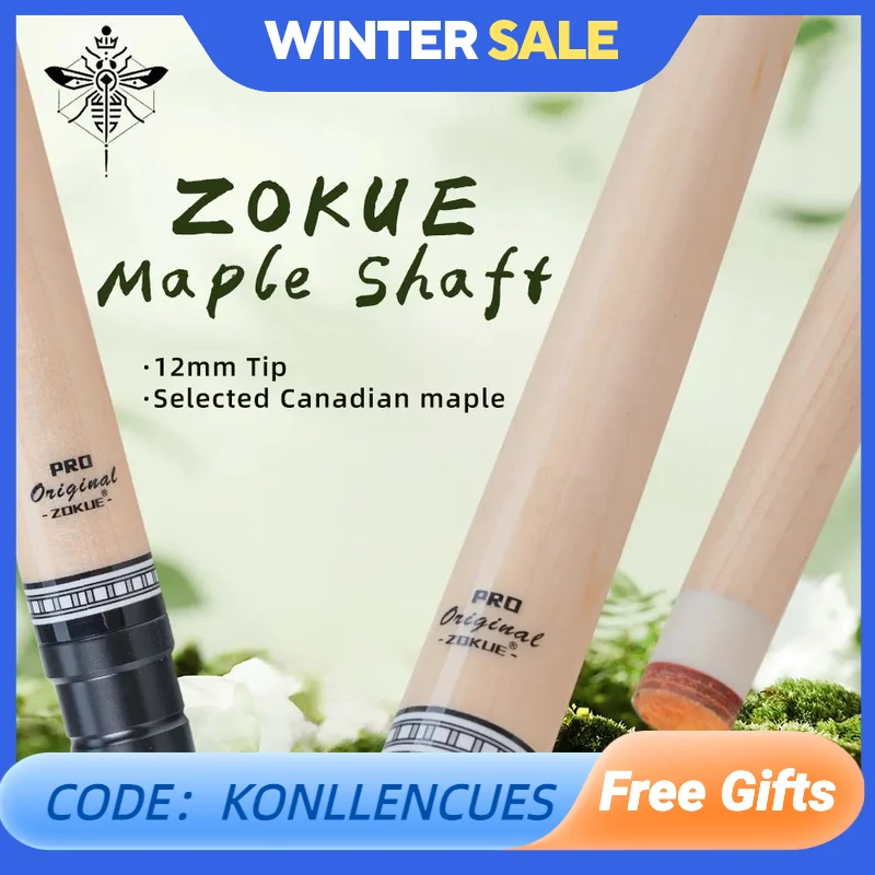 ZOKUE Carom Stick wooden single shaft with 12mm tip 71cm lengh North American Hard Maple  for 3 Cushion  Professional Carom cue