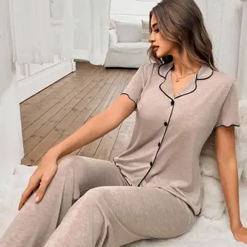 Pyjama Femme été 2 Pièces En Coton - Haut Manches Courtes Et Pantacourt Léger, Lot De 2, Confortable Et Respirant