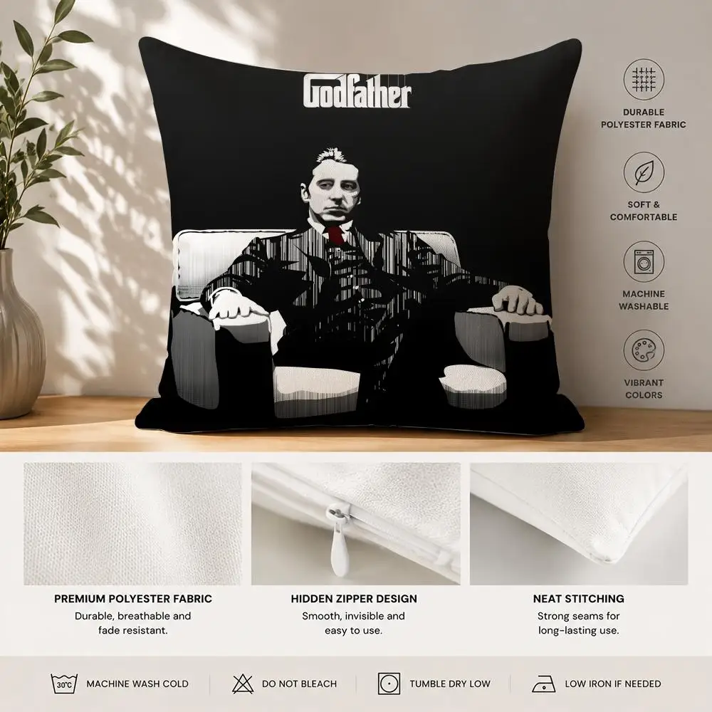 The G-Godfather Movie Cushion Cover 40x40cm Square Decorative Sofa Cushion Cover Bedroom Living Room Home Decor Gift