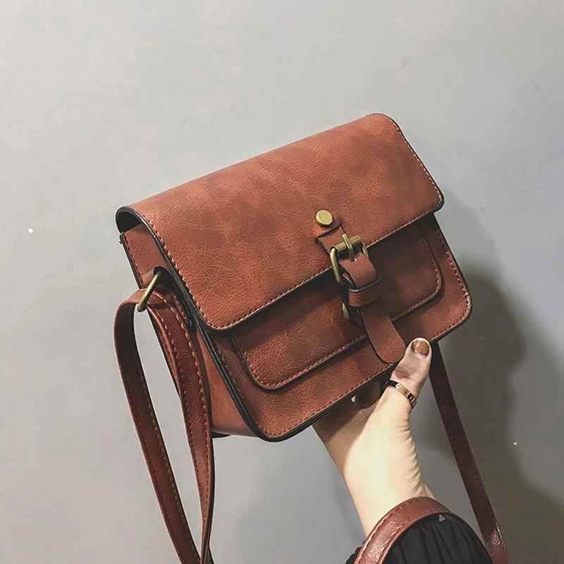 Bolso de hombro de cuero con solapa para mujer, de estilo Vintage bandolera, informal, elegante, para fiesta