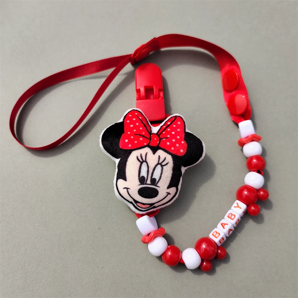 New Minnie Mouse Red Bling Small Head Plush Stuffed with Pp Cotton Personalized Name Chain/clip/holder for Fake Smoother Dummy