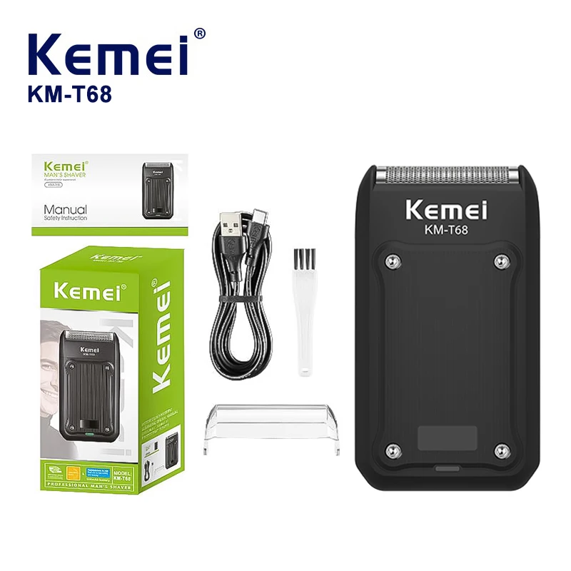 Kemei KM-T68 Rechargeable Cordless Shaver for Men Twin Blade Reciprocating Beard Razor Multifunctional Strong Trimmer for Face C