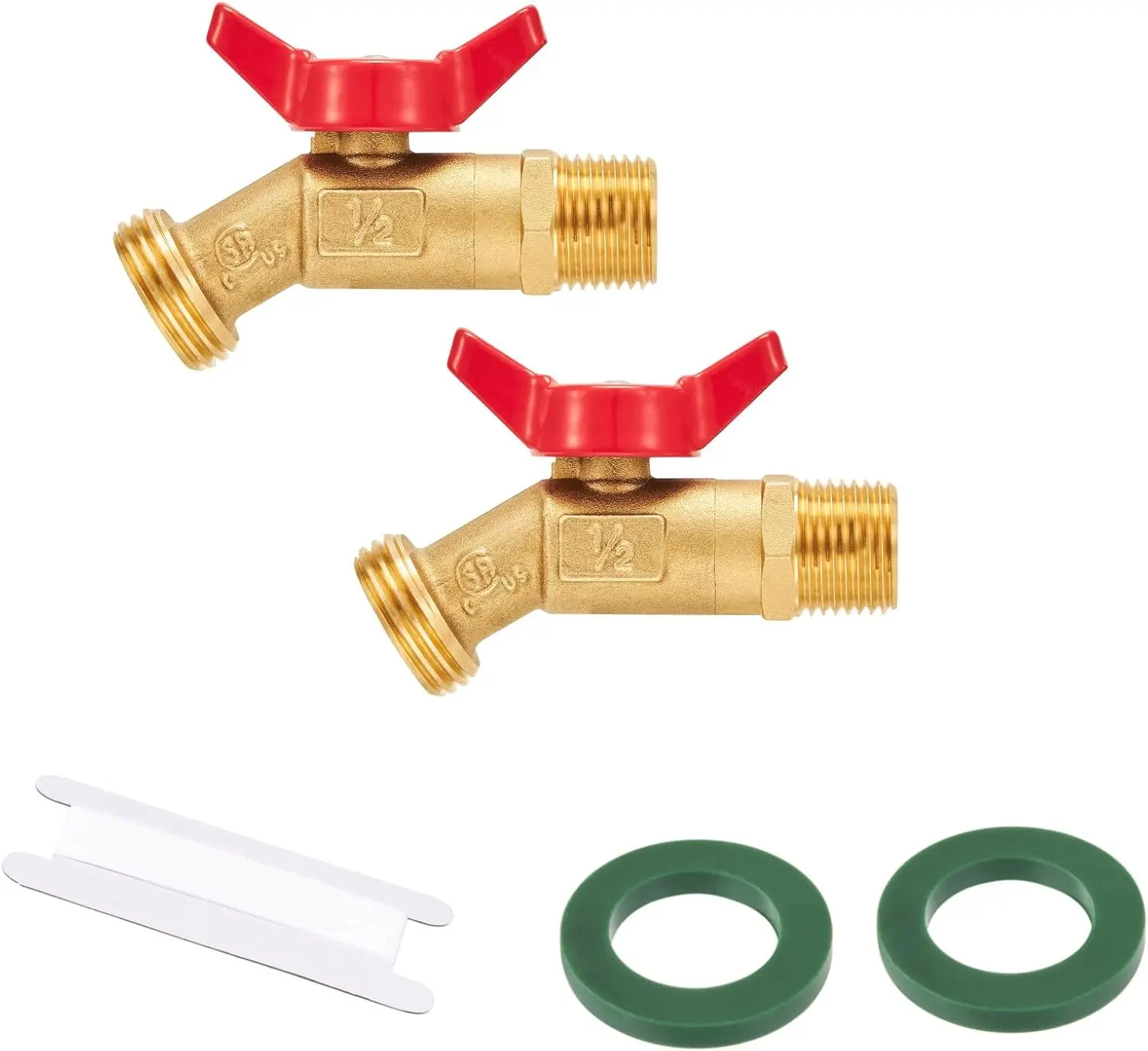 

Outdoor Garden Hose Faucet Ball Valve, 1/2" Male NPT x 3/4" Male GHT, 1/4 Turn Shut Off Spigot with Handle, 2 Pack
