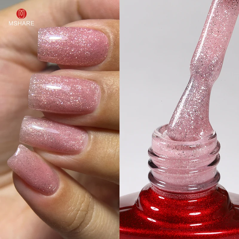 MSHARE Milchrosa Gummibasisgel Camouflage Color Coat Soak Off Nails Gels Lack Lack 10 ml UV-LED-Gel-Nagellack TPO-freies Gel