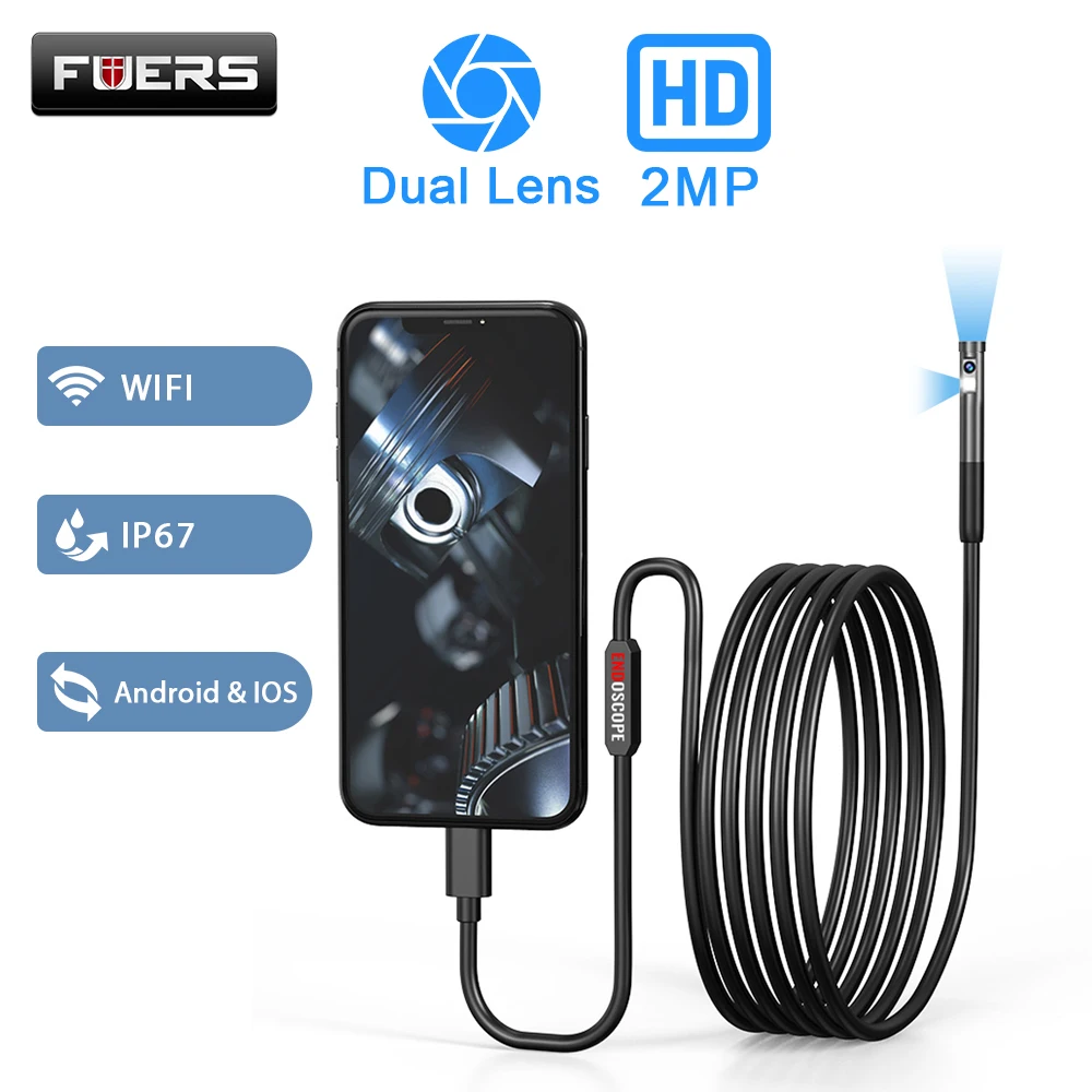 Fuers 1080P Dual Lens Harde Kabel Mini Camera Endoscoop Camera Wifi Waterdichte Endoscoop Inspectie Voor Android Ios Auto Riool