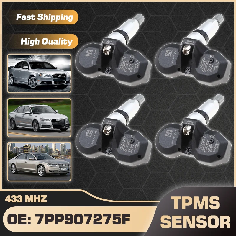 

TPMS Tire Pressure Monitor Sensor 7PP907275F 433 MHz For Audi A4 8E B5 1996-2010 Audi A6 4F 4G 2004-2018 Audi A8 4H 2010-2017