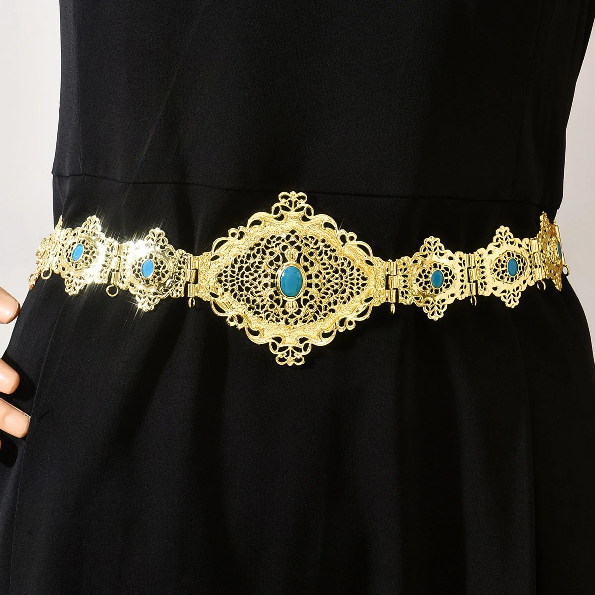 المرأة الجزائرية حزام معدني الذهب اللون عباية مجوهرات الزفاف سلسلة الخصر العربية التقليدية هدية