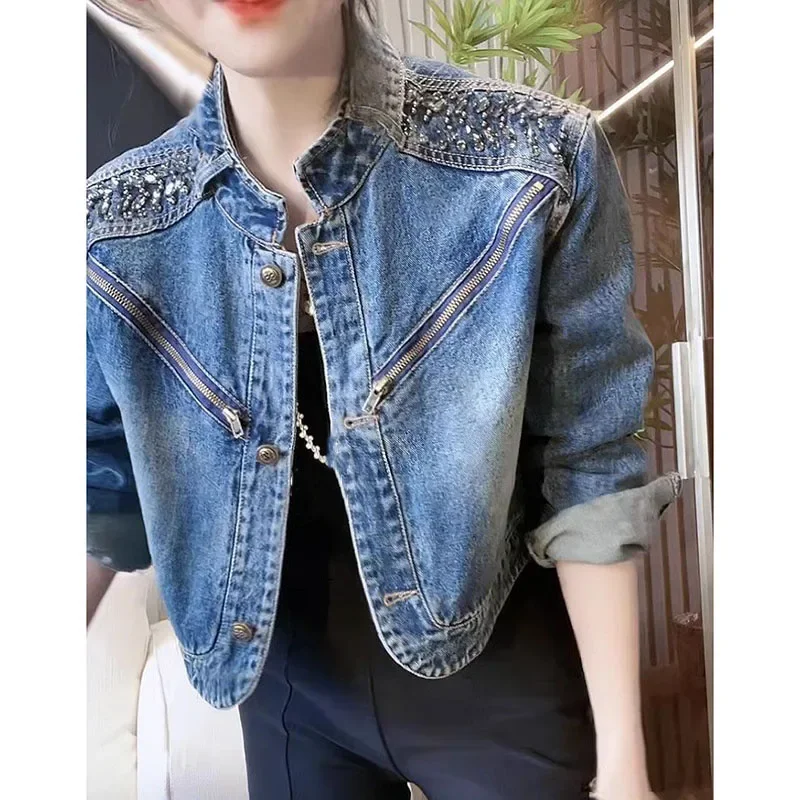 

2024New Spring Autumn Denim Jacket Women Fashion Loose Single-Breasted Jeans Coat Female Casual Short Cowboy Outerwear Lady Tops