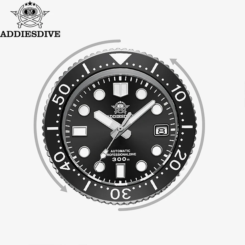 ساعة تناظرية للرجال من Addiesdive 300 متر مقاومة للماء من الياقوت مرآة زجاجية ساعة غوص BGW9 ساعة فولاذية ميكانيكية مضيئة باللون الأزرق MY-H7
