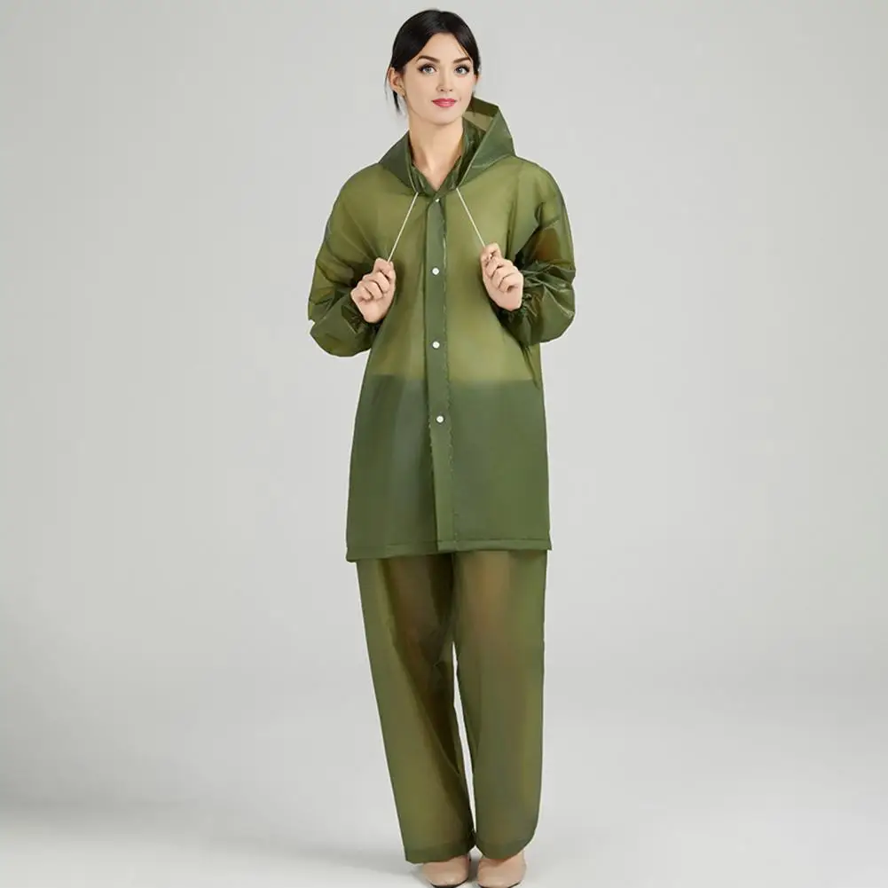 Thick Rain Suit Adults Waterproof Rain Suit Set Breathable Eva Hooded Jacket Trousers Thick Outdoor Rainwear for Men Women