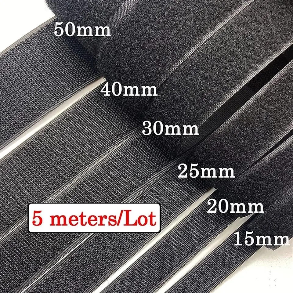 5Meter Sewing Touch Fastener Non-Adhesive Hook and Loop Fastener Tape Magic Nylon Fabric Strap for Sew-on Accessories DIY Craft