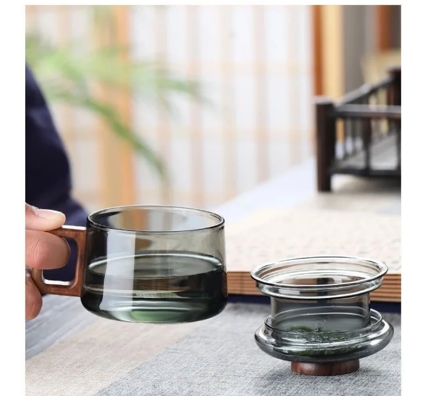 1 قطعة كوب شاي زجاجي مقاوم للحرارة مع مصفاة قابلة للفصل مانعة للتسرب للاستخدام في المكتب والمنزل كوب ماء خالي من مادة BPA #2