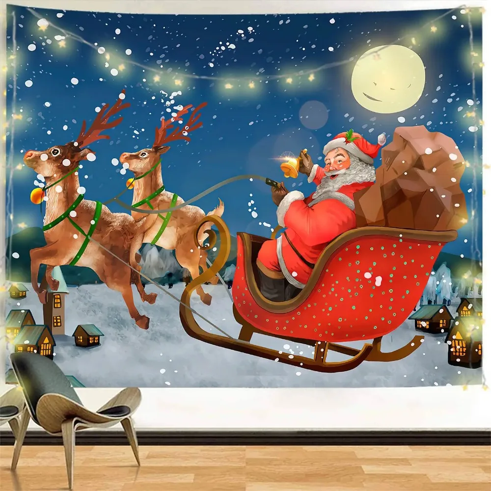 Christmas Series Tapestry Winter Snow Gift Box Tapestry 3D Pattern Printing Home Decor Wall Hanging for Bedroom Living Room Dorm