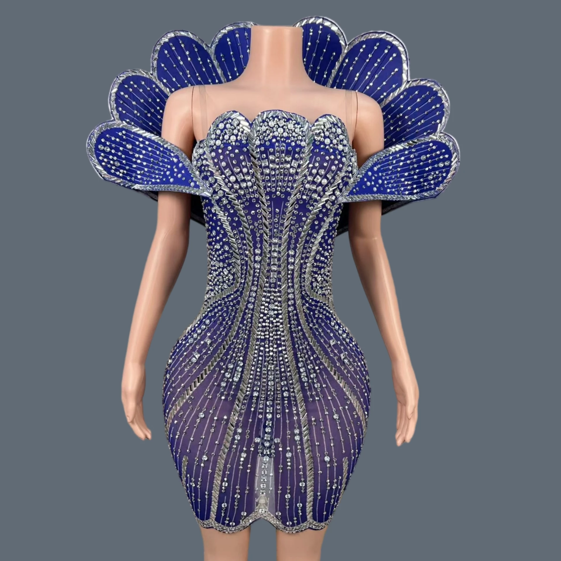 Luxury Sparkly Rhinestone Cocktail Mini Dress Elegant Women Party Prom Birthday Club Outfit Pageant Sexy Evening Dress Haizao