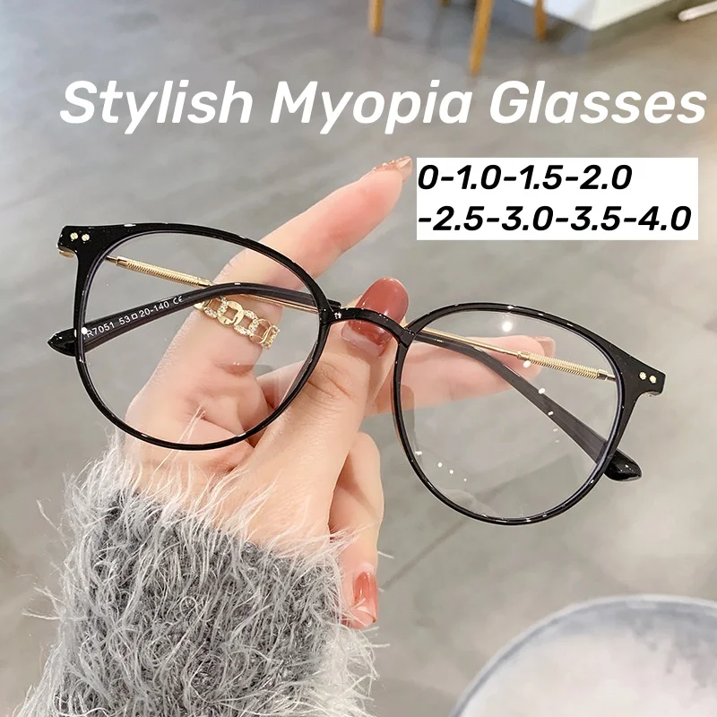 

Fashion Clear Lens Myopia Glasses Blue Light Blocking Computer Eyewear for Men Women New Treding Near Sight Eyeglasses 0 To -4.0