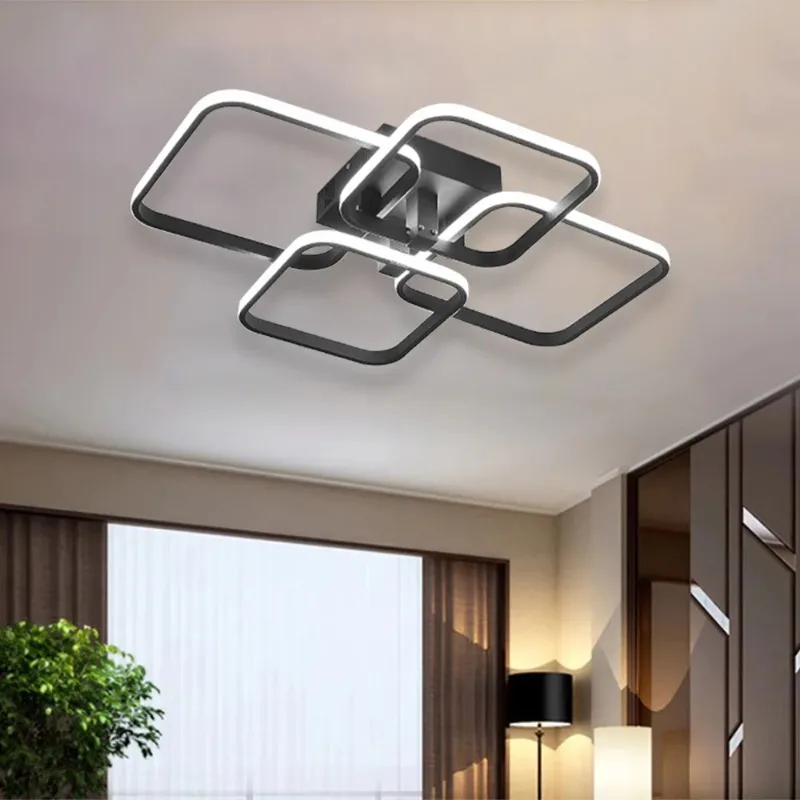 Nordic LED Ceiling Lamp Square Aluminium Balck White Home Decor For Living Room Bedroom Restaurant Indoor Lighting Fixtures