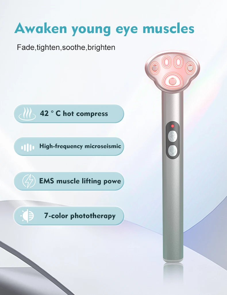 Portable Multi-Functional Cat Paw Shape Eye Massager Handheld Anti-Aging Wrinkle Removal Facial Wand Electric Eye Face Lift