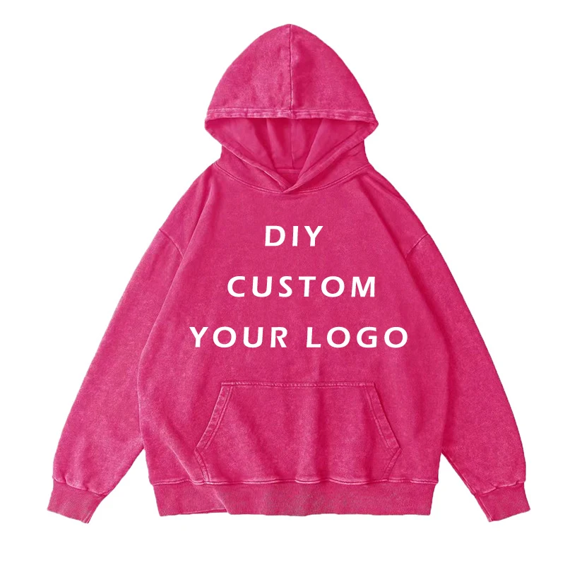 100% Coton Vintage Délavé Hoodies Personnaliser Logo Votre Propre Design Marque Logo/Image/Texte Customisation DIY M-3XL Dropshipping