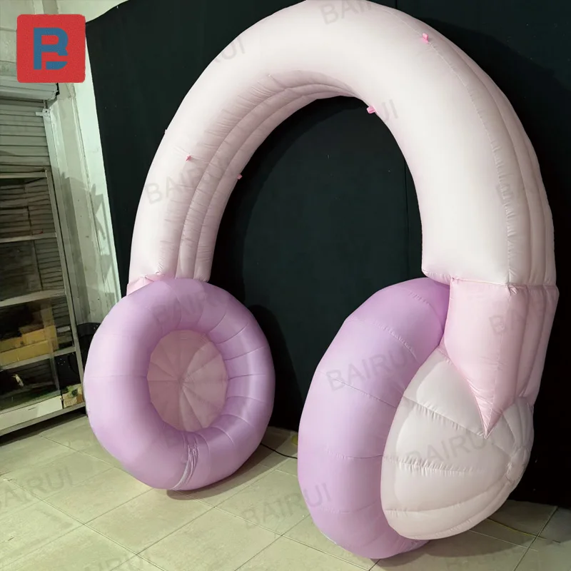 Inflatable headphones, new inflatable earphones with an arch shape, suitable for indoor party events, equipped with LED lights