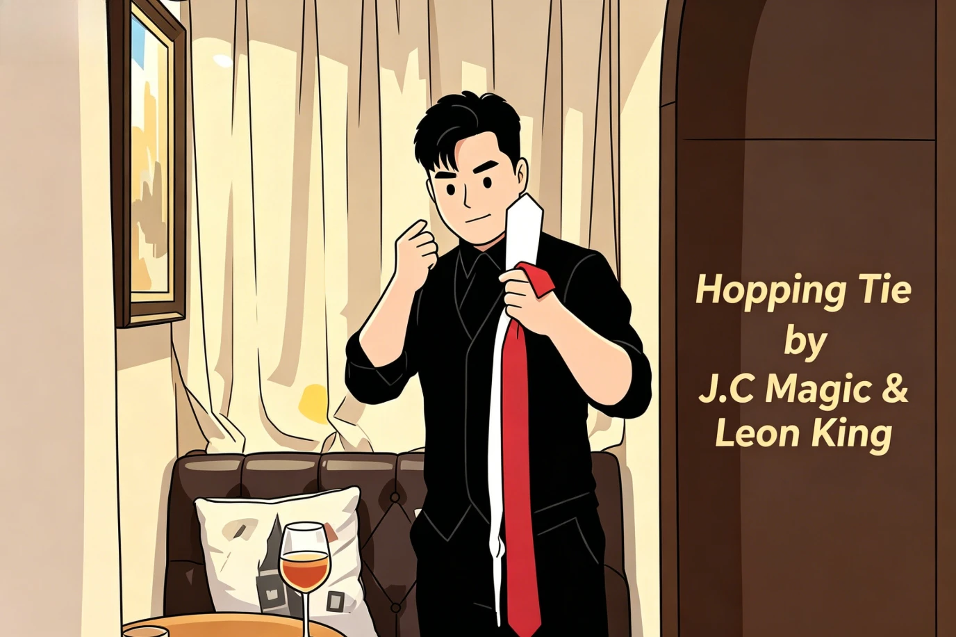 hopping-tie-by-jc-magic-leon-king-–-visual-jumping-tie-magic-trick-knot-moves-and-changes-color-close-up-stage-magic-props