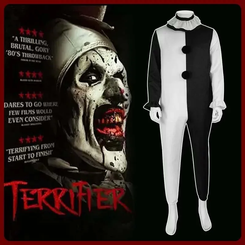 2025 aaa مهرج الوحش قناع الإرهاب دور اللعب الدموي الشيطان الشر القبيح قبعة اللاتكس أغطية الرأس + كوس زي مجموعة هالوين كرنفال حفلة