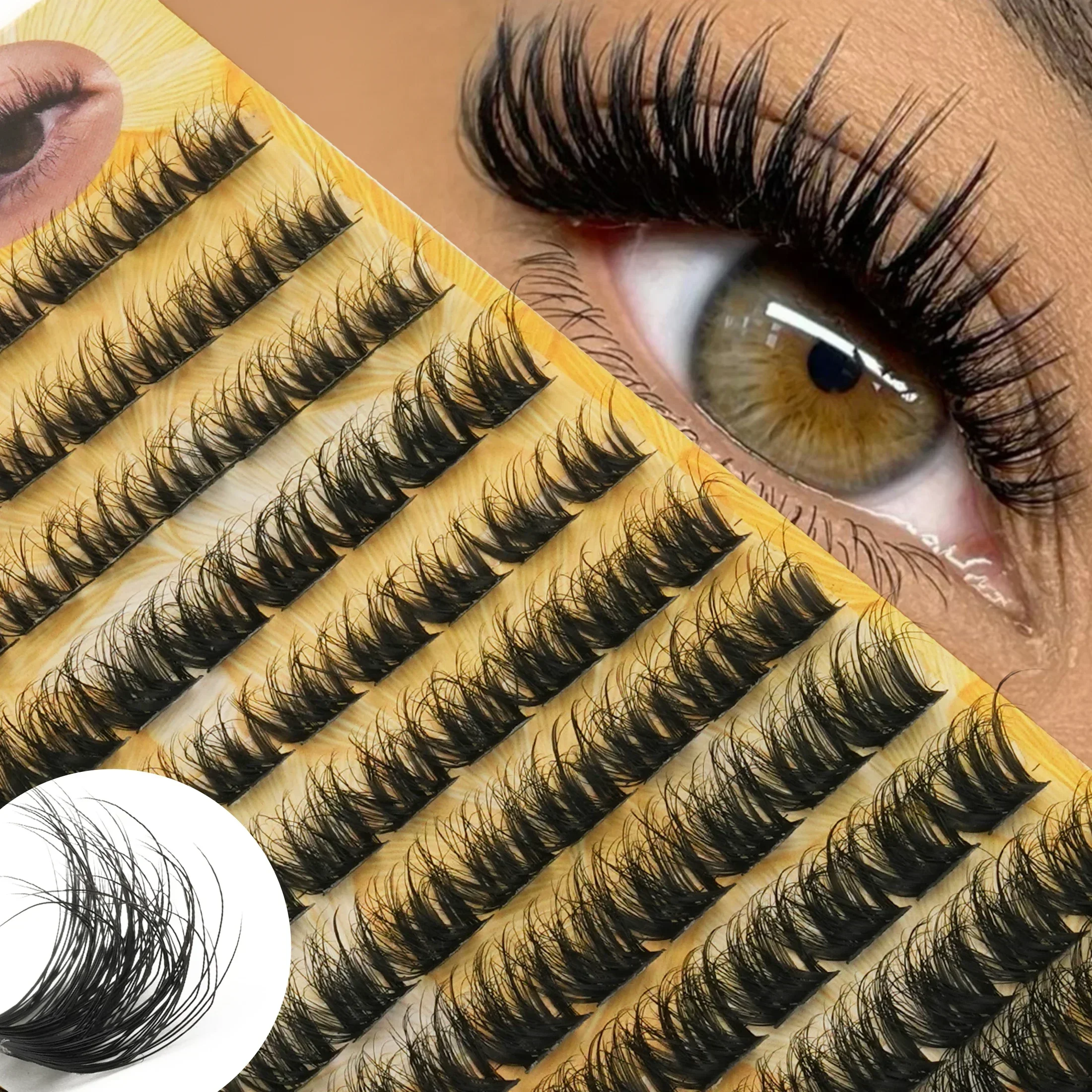 Wispy Cluster Lashes D Curl Faux Mink Individual Eyelashes 10-16mm Mixed Fluffy Thick DIY Lash Extensions Eye Makeup