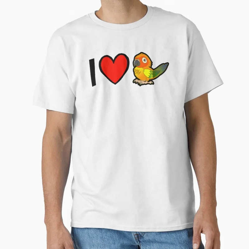 

I love Cute and Chubby Sun Conure Cute Pet bird Gift T shirt for man Large size Tops Funny parrot Graphic Printed clothes
