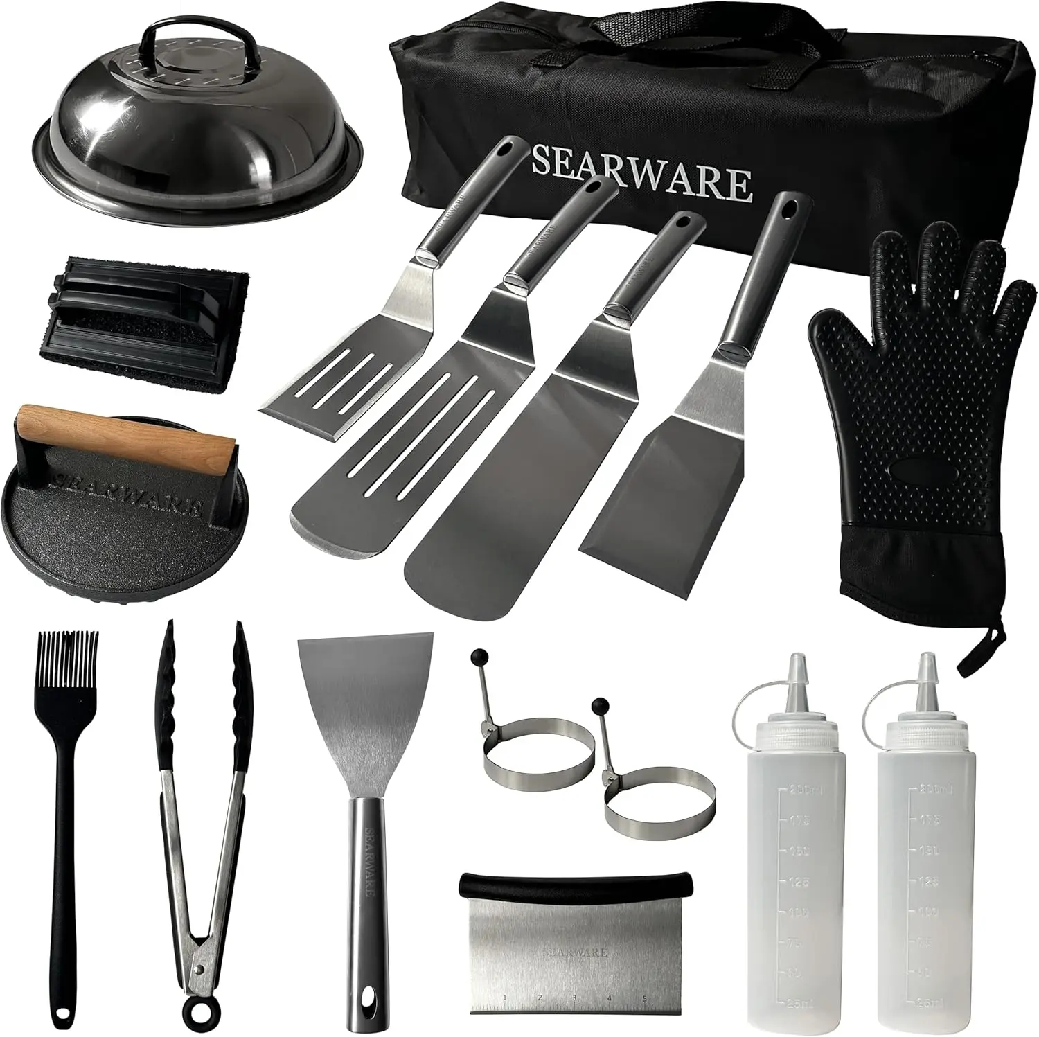 

Набор инструментов для гриля из нержавеющей стали с термостойкой перчаткой и чугунным прессом для плоских поверхностей