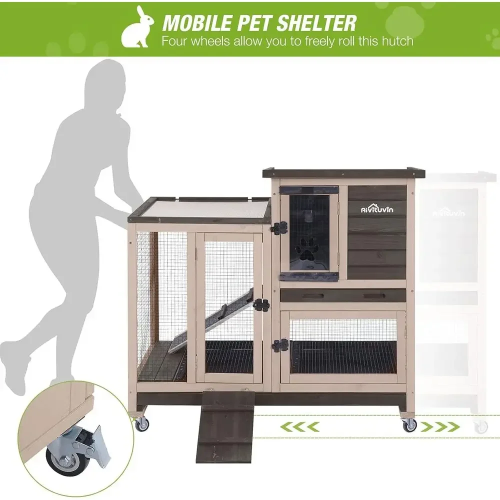 Portable Indoor/Outdoor Rabbit Hutch with Removable Trays