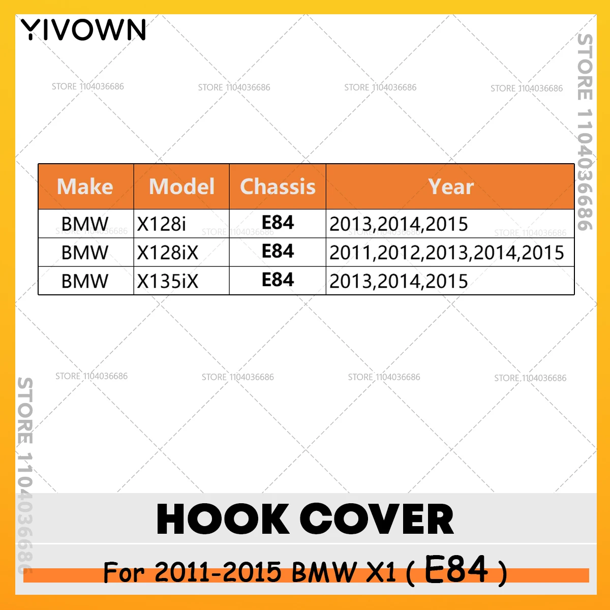 For 2011-2015 BMW X1 (28i 28ix 35ix) (E84) Rear Right Bumper Tow Eye Hook Cover Cap 51127303815 51127303816