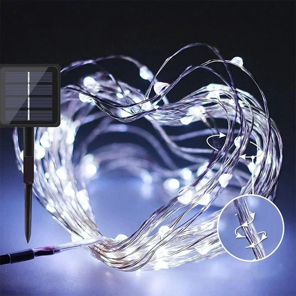 4m/7m/12m/22m/32m LED Solar Light Outdoor Garden Fairy String Light Led Twinkle Waterproof Lamp for Christmas Patio Tree Party