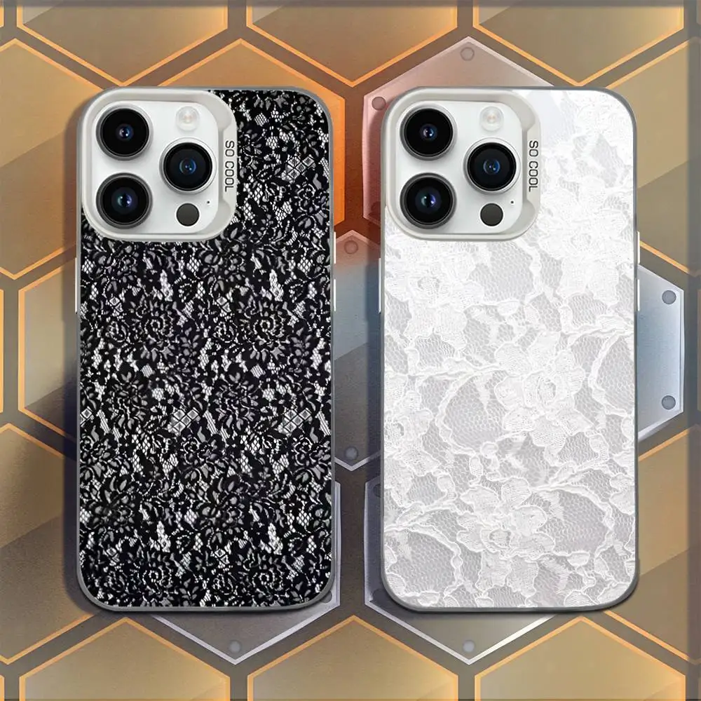 

Lace Style Cool Girl Phone Case For iPhone 16,15,14,13,12,11,Mini,Pro,E,MAX White Candy Matte Shockproof Cover