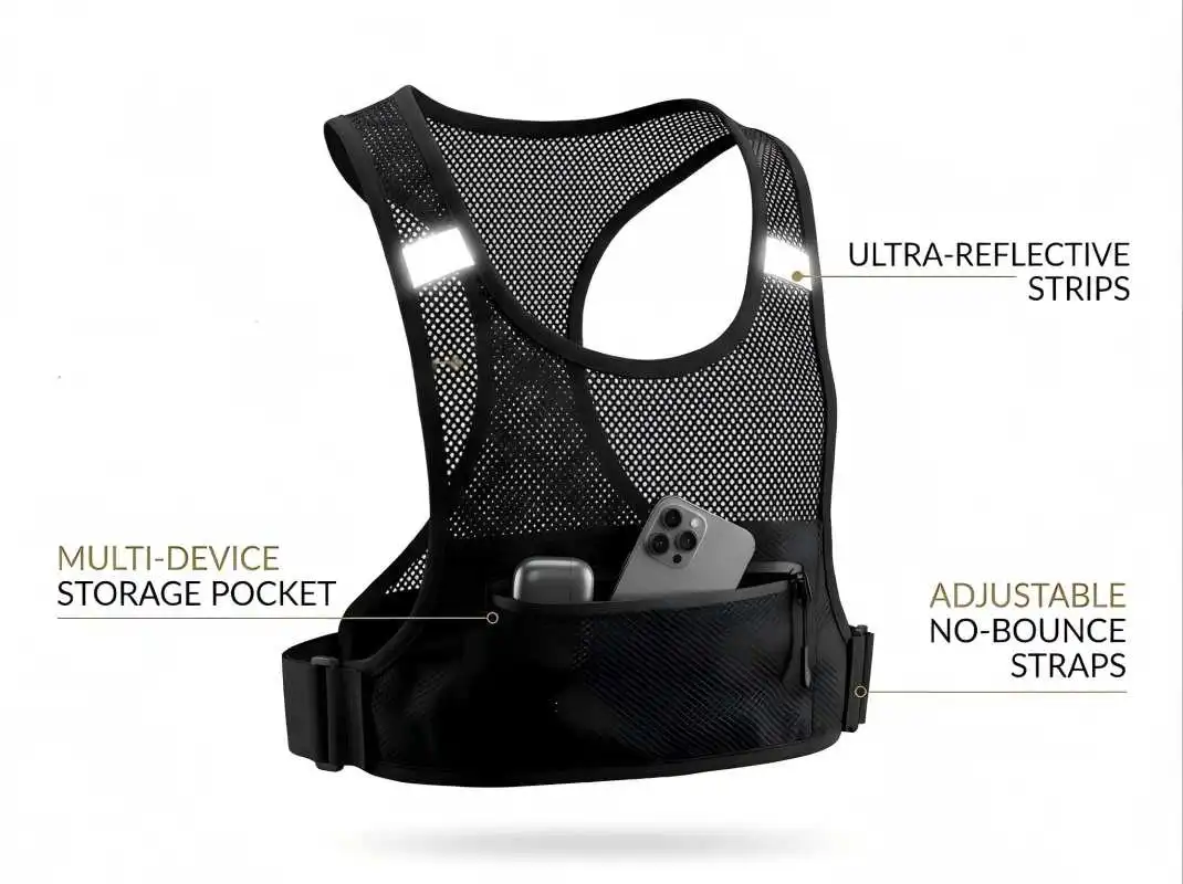 Reflective No-Bounce Running Chest Bag, Breathable Lightweight 6.7