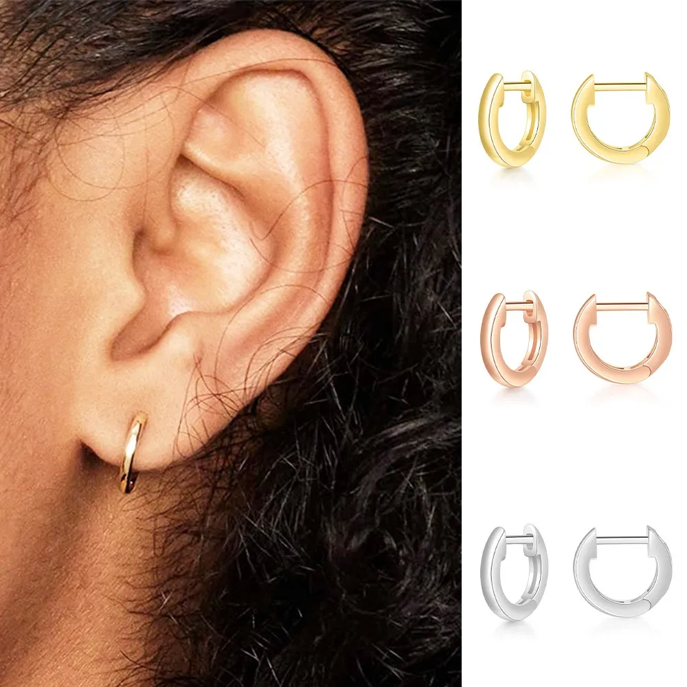 Hip Hop Circle Round Hoop Earrings For Women Minilism Gold Color Plated Huggie Earings Punk Ear Jewelry Gift Accessories KBE127