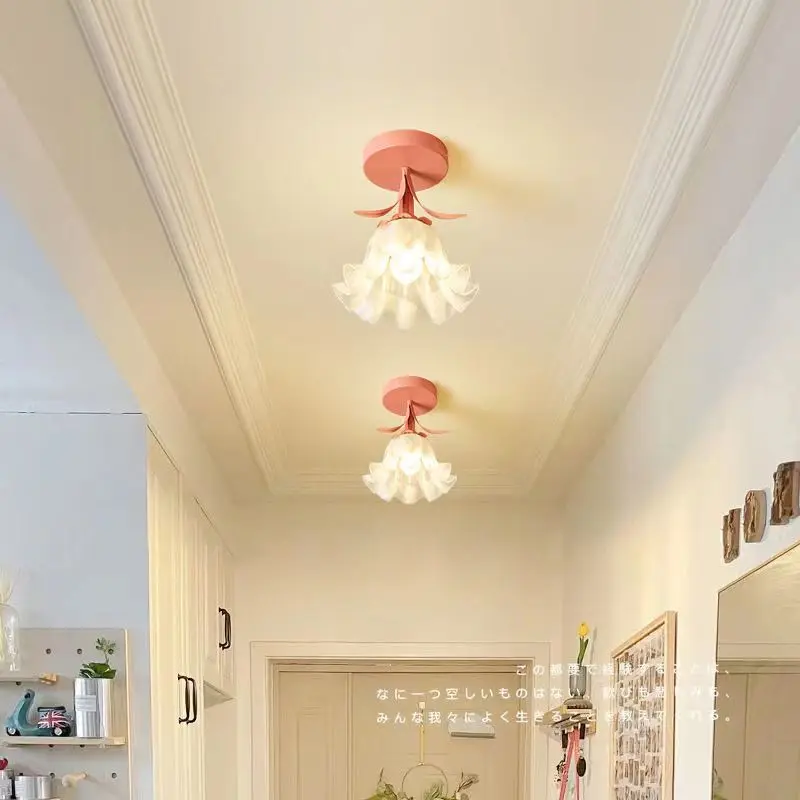 Bell Orchid Corridor Lamp Modern 4 Colors Flower Ceiling Light for Aisle Entrance Foyer Cloakroom Balcony