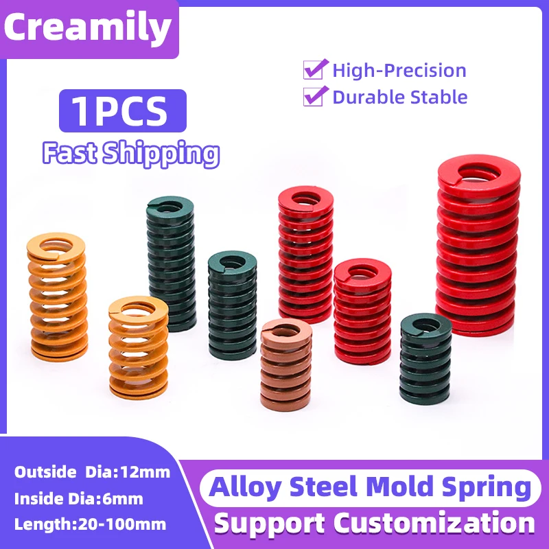 Creamily 1PCS Mould Die Springs Loading Spiral Stamping Compression Die Springs Outer Dia=12mm Inner Dia=6mm Length=20-100mm