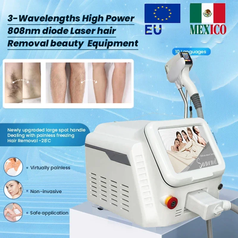 Machine d'épilation au laser à diode pour femme, épilateur professionnel, 1200W, 2024, 808, 755, 808, 1064