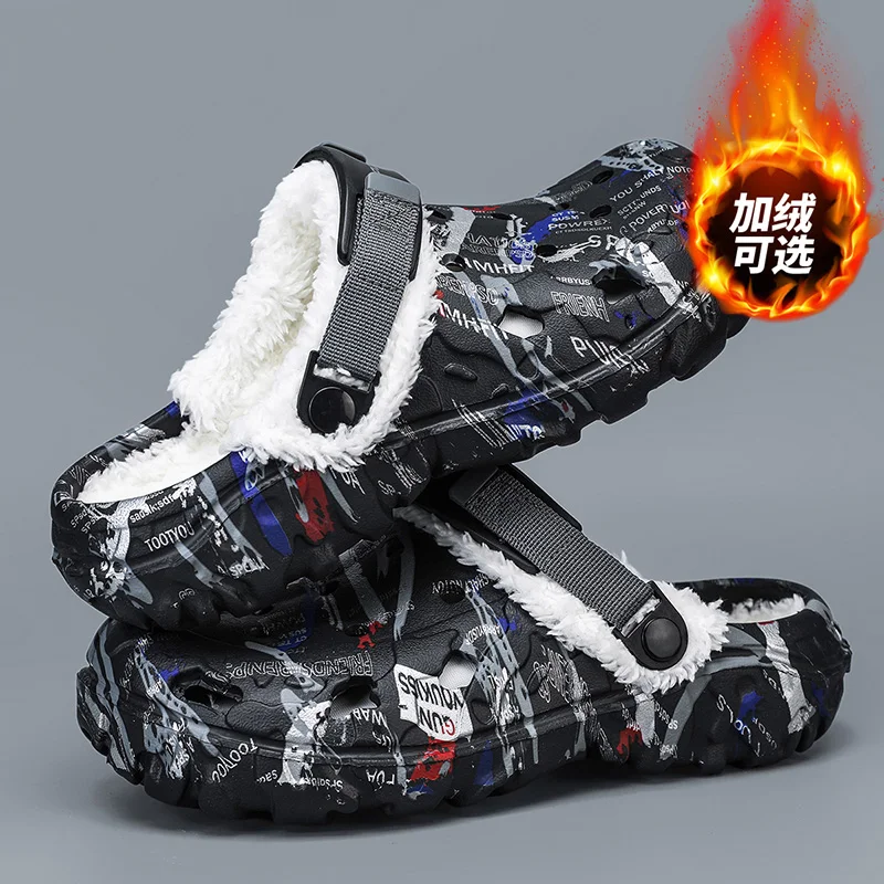 

Men's Slippers Soft and Comfortable Add Velvet Slippers for Men Waterproof Couple Women Home Shoes Unisex Wear-resistant New