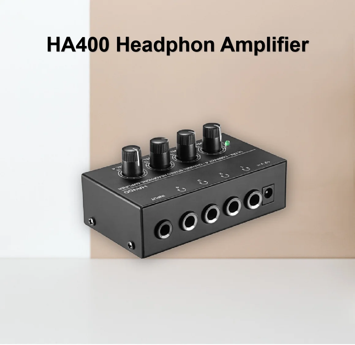 Amplifier HA400 Audio Stereo Amp Ultra-Compact 4 Channels Headphone Amplifier with EU US Plug Adapter for Music Mixer Recording