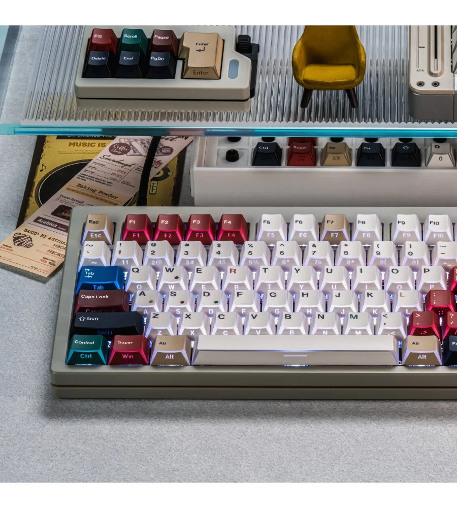 Fold mixed lamp keycap side engraved water chestnut light transmission PBT thermal sublimation original high ergonomic keyboard