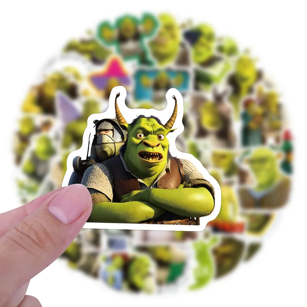 60pcs Cartoon Shrek Creative Decorative Suitcase Water Cup Computer Waterproof Sticker