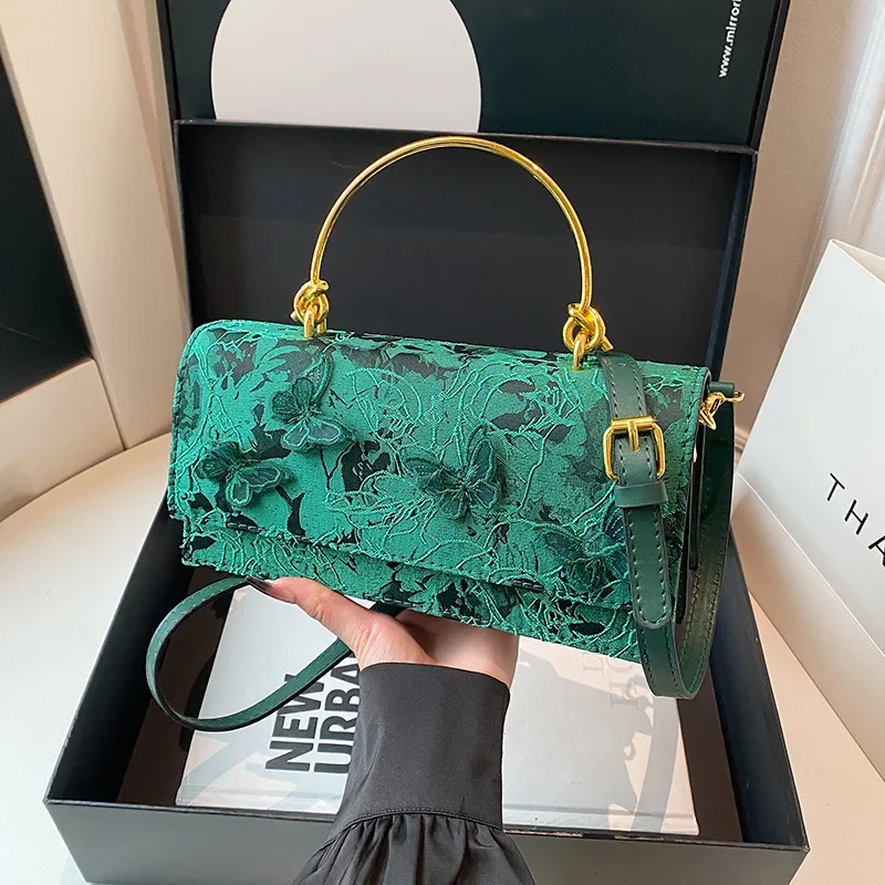 

Bagsen милая девушка кружевная бабочка сумка через плечо на одно плечо с цепочкой модная модная маленькая квадратная модная сумка через плечо