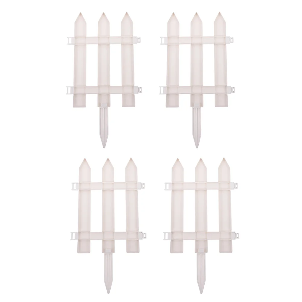 

4 set White Plastic Flower Bed Border Fence Garden Landscaping Panel For Lawn Pathway Balcony Courtyard Edging Animal Protection