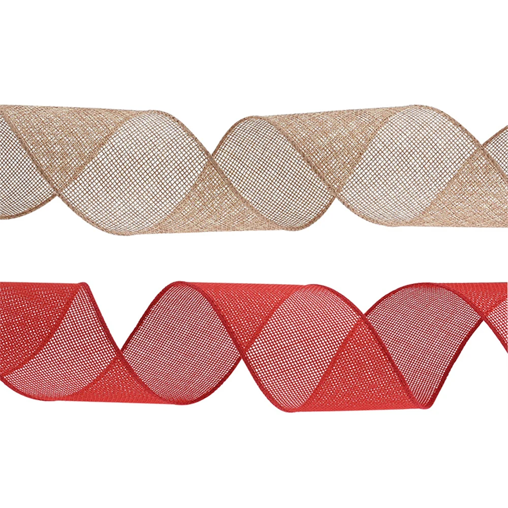 1.6 pollici. X 10 yds. Nastro natalizio in tela naturale rossa, per artigianato fai-da-te, decorazioni per la casa, (confezione da 4)
