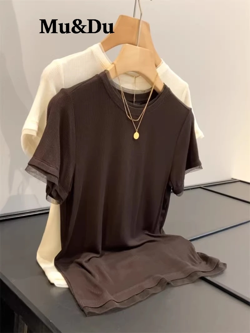 Women's Solid Short Sleeve T-Shirt Spring Summer Casual Soft Slim Basic Top Tees All-Match Fashion Female Pullover